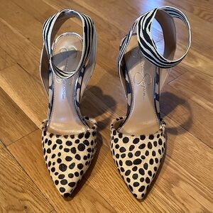 Jessica Simpson Spotted Heels with Striped Straps